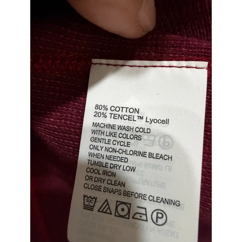 Tommy Bahama Flip Coast Snap Mock neck Reversible burgundy Sweatshirt relaxed -S